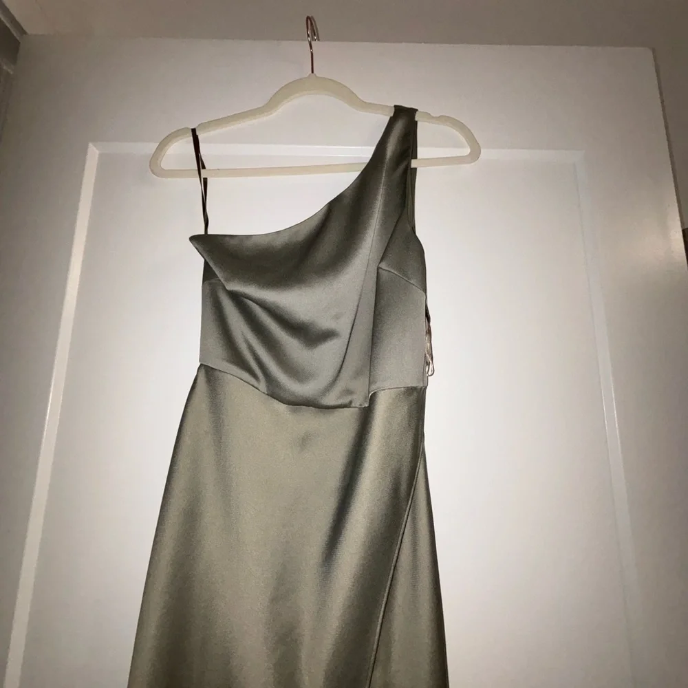 BHLDN One Shoulder Olive Dress - Picture 9 of 11